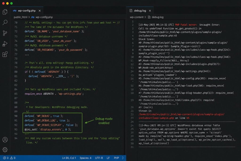 Enable WordPress Debug Mode to troubleshoot a critical error